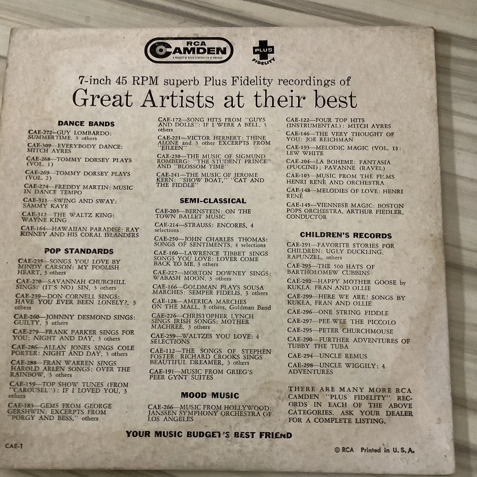 Xavier Cugat 7" Single That Latin Beat, RCA Camden CAE 345 “Para Vigo Me Voy” Foto 2 de 4