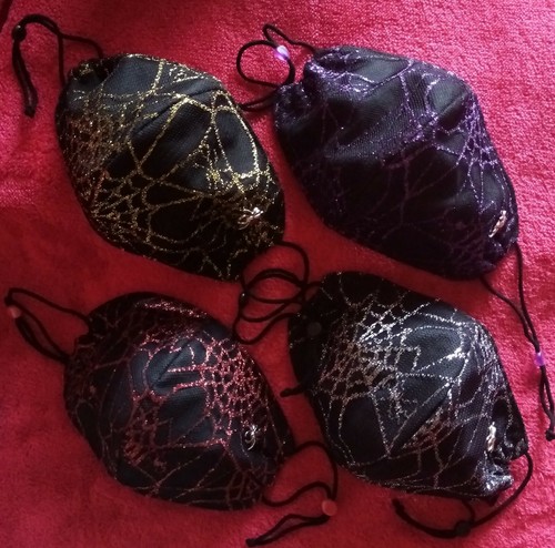 Face Mask. Halloween. Goth/Emo. Spiders Web With Spider Charm. Great Fit. BNWOT - Picture 2 of 4