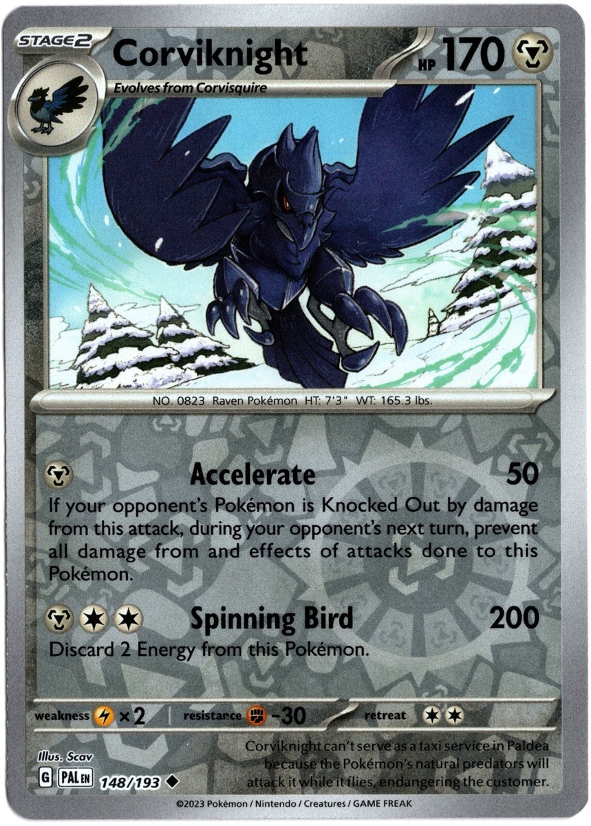 Pokémon TCG - Corviknight 148/193 - Uncommon Reverse Holo - Paldea