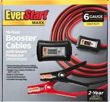 New EverStart Maxx 16Ft 6 Gauge Booster Jumper Cables with Smart Protector