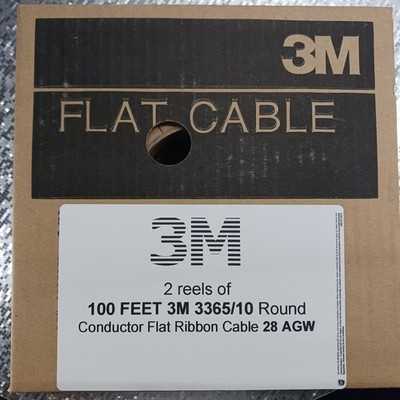 2 reels of 100 FEET 3M 3365/10 Round Conductor Flat Ribbon Cable 28 AGW
