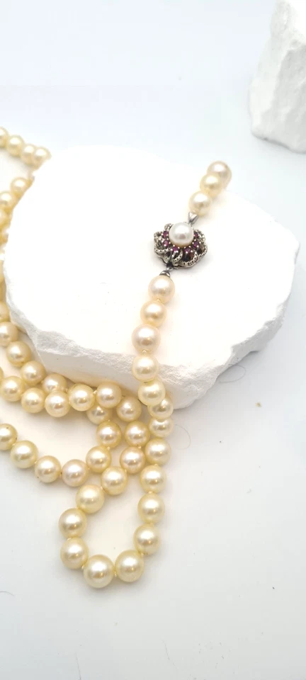 Elegant Perlencollier mit 585er / 14K Gold-Schließe und Rub - Bild 3 von 4