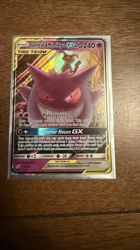 PSA 9 2019 Pokémon Sun and Moon Team Up Gengar Mimikyu GX Card 53/181