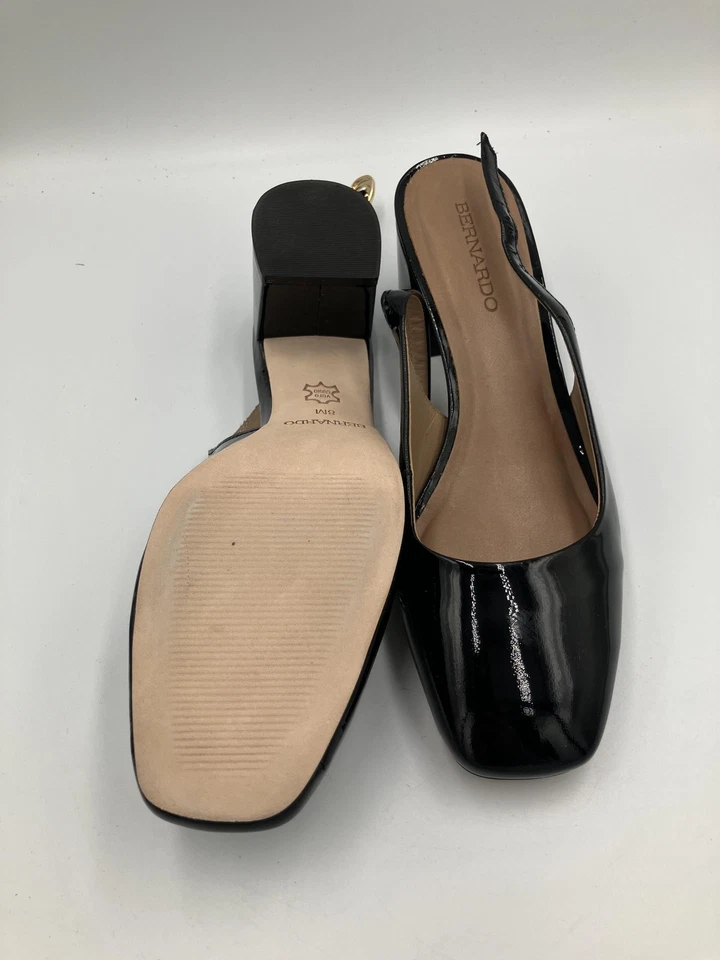 Zapatos Bernardo Alexia para mujer talla 8M charol negro tacón bloque Foto 4 de 4