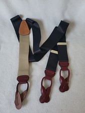 Brooks Brothers Nylon Leather Suspenders Blue, Burgundy, Beige