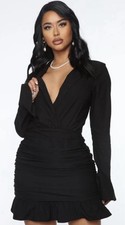 Fashion Nova Doing Big Things Black Ruched Mini Dress NWT Size XL