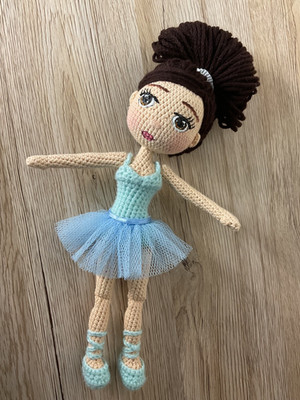 Amigurumi Puppe Häkelpuppe Ballerina doll  Blaues Kleid Neu! Geschenkidee
