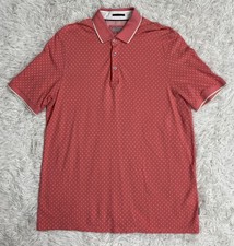 Ted Baker Men  s Polo Shirt XL Coral Pink Short Sleeve Geo Geometric Print