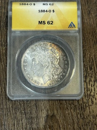 1884-O Morgan $1 Anacs Certified MS 62 Toned Obverse