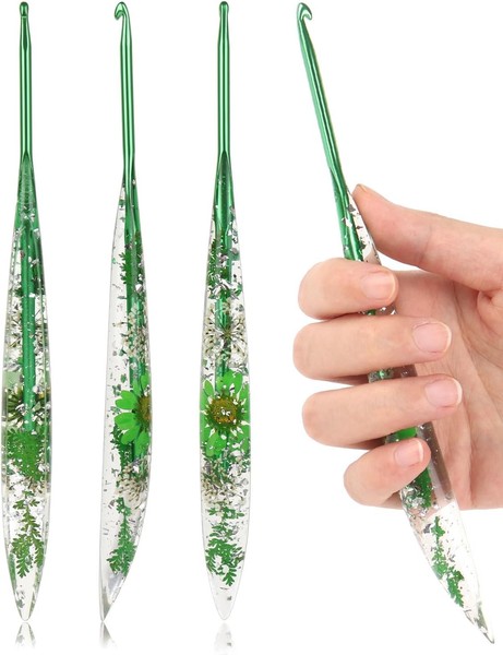 HäKelnadel 4,0Mm Ergonomisch Mit Weichem Griff Blumenmuster FüR AnfäNger Profis-image