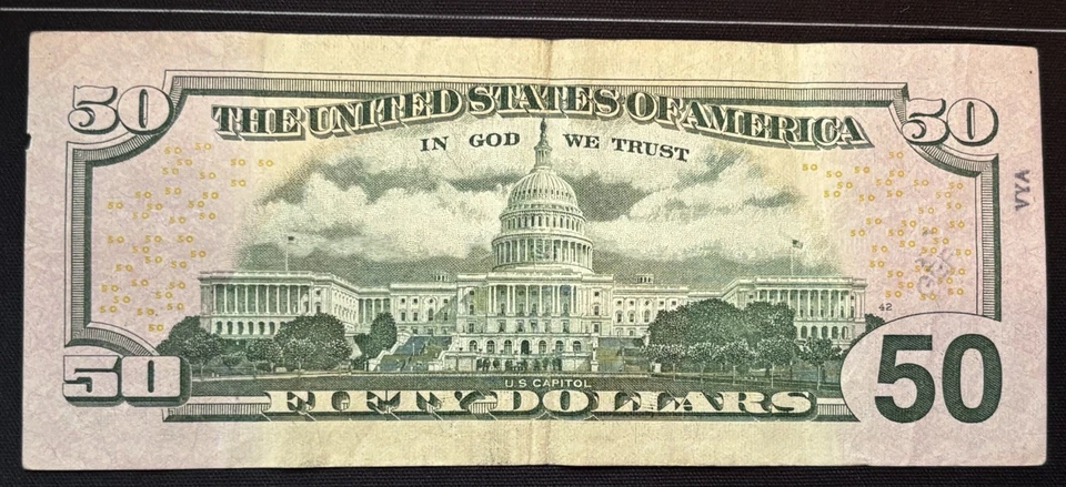 $50 DOLLAR FANCY "REPEATER" NOTE ML 87484878 A - Image 2 of 2