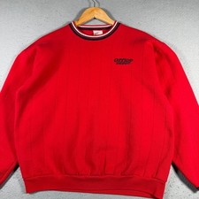 Vintage Office Depot Red Ribbed Ringer Crewneck Sweatshirt Embroidered Logo XL