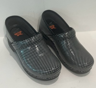 Dansko XP Professional Leather Clogs Black and White Polka Dot Size 39