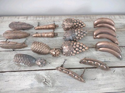 Vtg Ajax Copper Fruit Vegetable CABINET DRAWER PULLS Knobs Kitchen Figural MCM