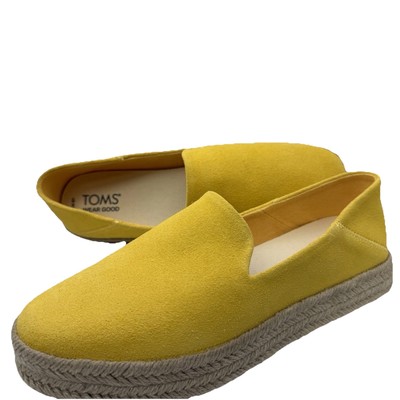Tom s Carolina Pineapple Yellow Suede Espadrilles, Roped Midsole, Size 8