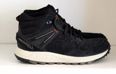 Merrell Men s Wildwood Mid Leather WP Boots  Black Leather Suede US 10.5 EU 44.5