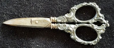 Antique Victorian Sterling Silver Curved Embroidery Sewing Scissors Germany