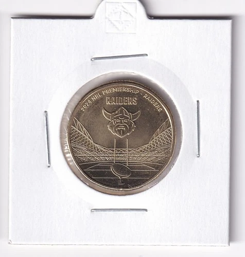 AUSTRALIAN: 2024 $1 NRL RUGBY CANBERRA RAIDERS UNC COIN IN 2X2 HOLDER #6010