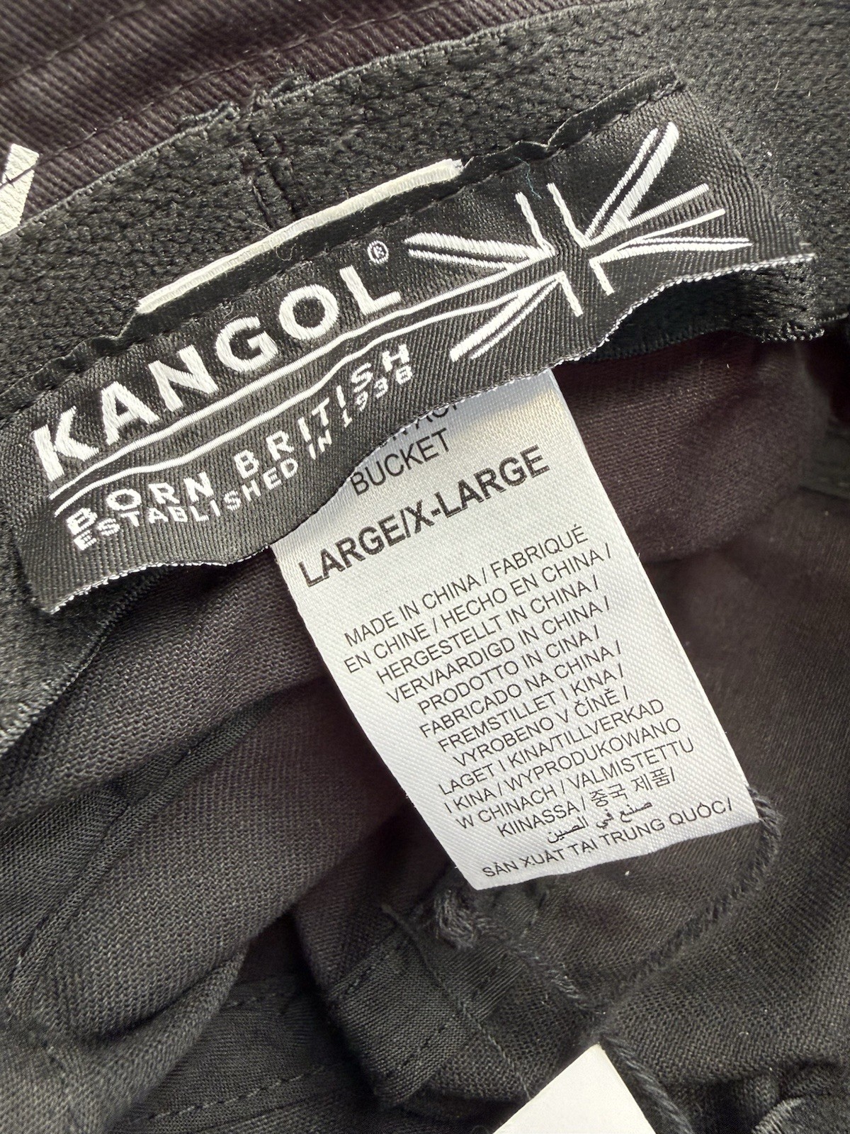 Kangol AOP Cotton Black White Logo Bermuda Bucket Hat - L/XL