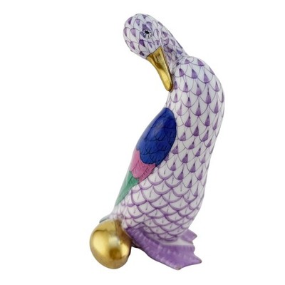 Herend Little Goose / Duck with Gold Egg Hand Painted Lilac Figurine 15293