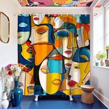 Abstract Face Art Shower 72"W x 72"L Pack of 1 Abstract Shower Curtain