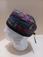 Neuro Scribbles Brain Neurology Men's Skull/Chemo Surgical Scrub Hat/Cap