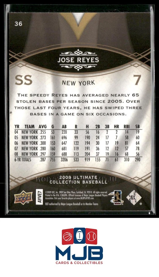 2009 Upper Deck Ultimate Collection Jose Reyes #/599 #36 - Image 2 of 2
