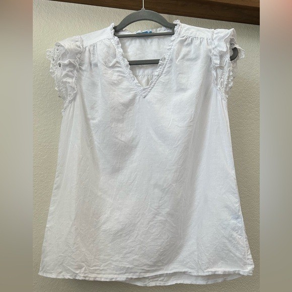 j. mclaughlin linen blend eyelet flutter lace sle… - image 1