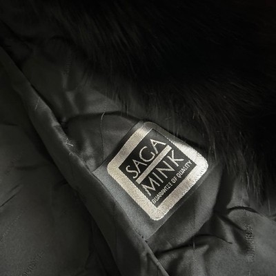 SAGA Mink JINDO Fur Coat Black 90s Vintage size 9 Good Condition