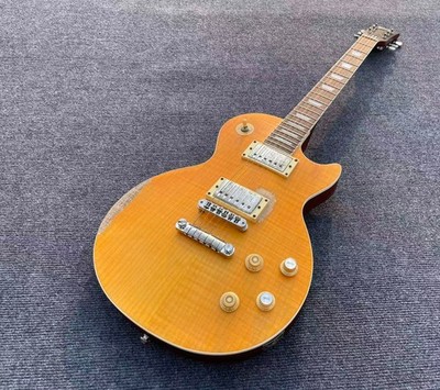6 Strings Relic/Old Electric Guitar Matte Finished Flame Maple Top Solid Body