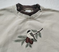 Vintage Top Stitch By Morning Sun Embroidered Bird Sweatshirt Size XL 90s