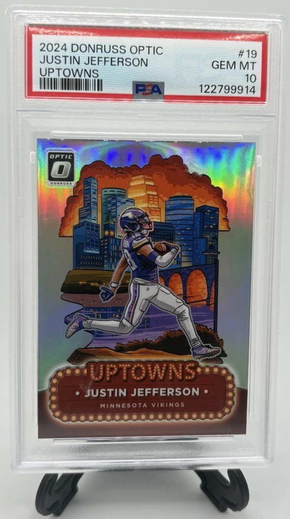 Justin Jefferson UPTOWNS 2024 Panini Donruss Optic Football PSA 10 GEM MINT #19 view 1