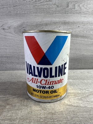 Vintage VALVOLINE All Climate Motor Oil 1 Quart Can SAE 10W-40 Empty