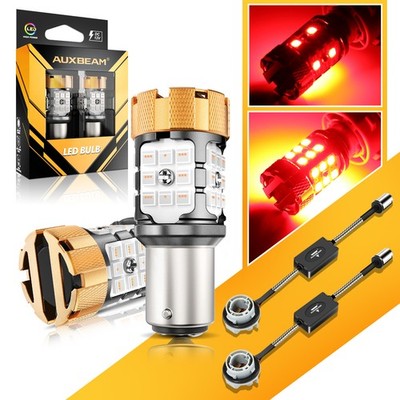 AUXBEAM 1157 7528 Red LED Brake Tail Light Turn Signal Bulbs High Power Canbus