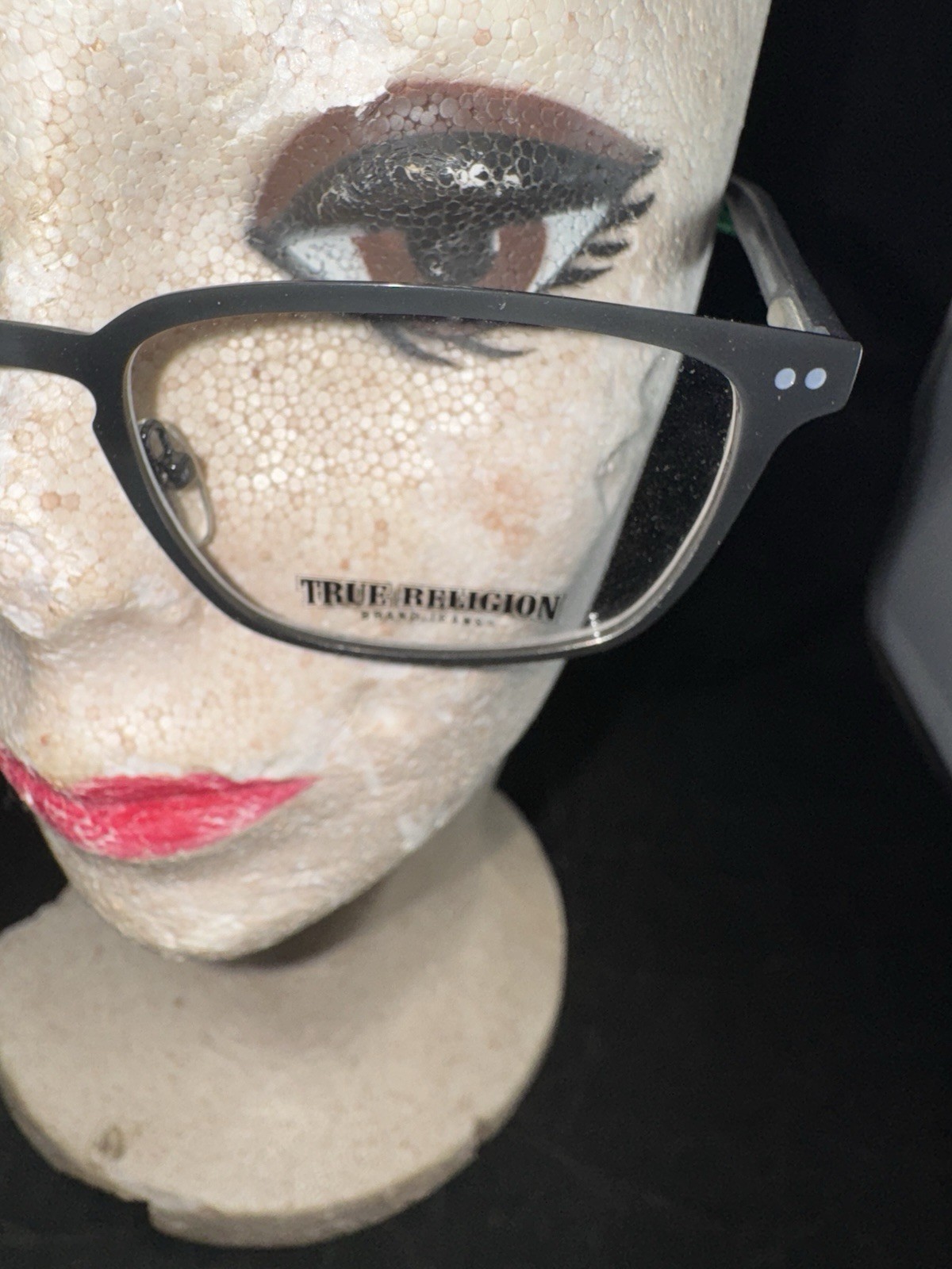 TRUE RELIGION T001 BLK Black Cat Eye Eyeglasses 53-16-140 $114 Retail thumbnail 3