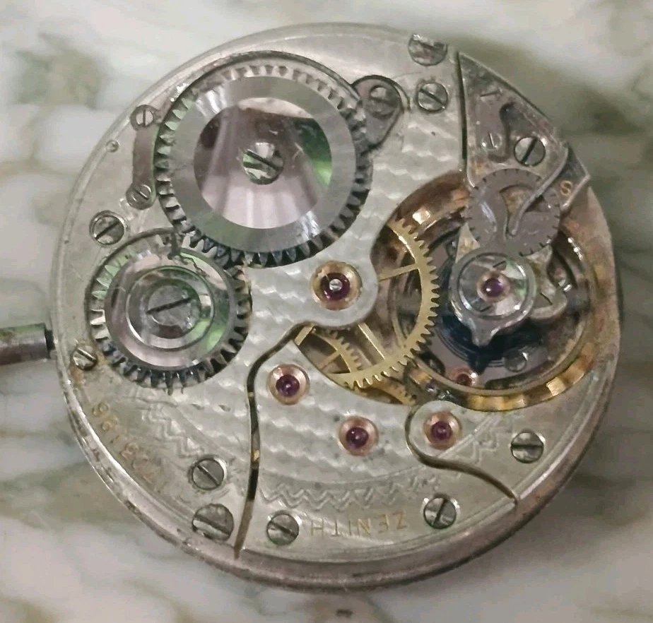 Reloj Bolsillo Movimiento Zenith Román Número Esmalte Esfera Balance OK Foto 4 de 4