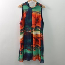 Robbie Bee Dress Womens 16 Sleeveless Lined Polyester Blue Green Orange Halter