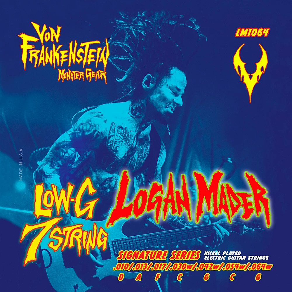 Von Frankenstein Monster Gear Logan Mader Low-G 7-Струнный фирменный набор 10 - 64w