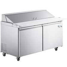 60" 2 Door Stainless Steel Cutting Top Refrigerated Sandwich Prep Table