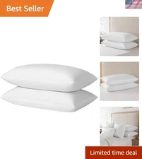 Medium Support King Size Down Pillows Set of 2, White Goose Feathers, Washable