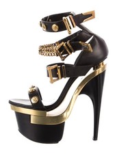VERSACE Black Leather Gold-Tone Medusa Triple...