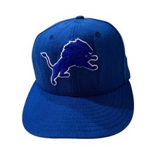 90s New Era Detroit Lions Fitted Hat Sz 7 Blue NFL Streetwear RARE Made in USA