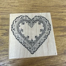 LACE DOILY HEART PSX Designs Rubber Stamp G539 Valentine's Day Love Pretty o-000