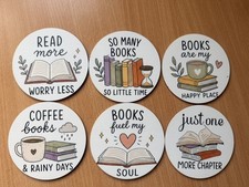 Books books books Wooden Coasters x 6