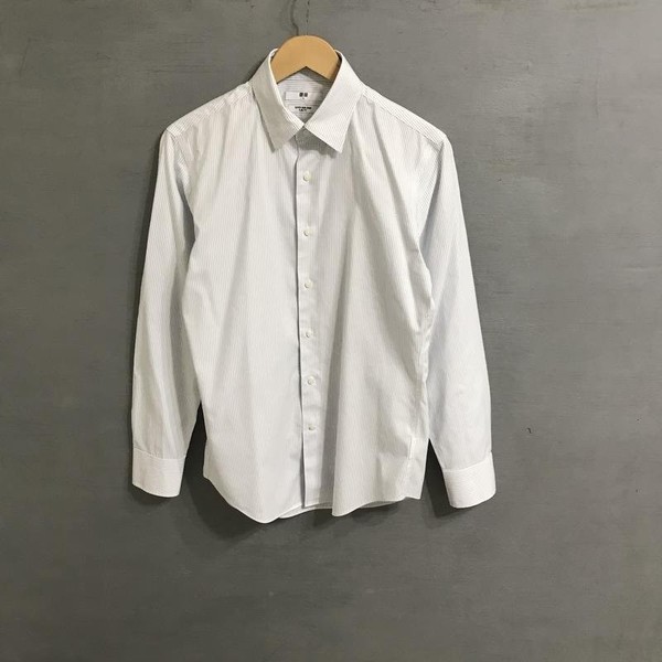 Men Uniqlo Shirt White Cotton S #BZPB