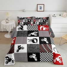 Dirt Bike Comforter Set for Boys Kids Twin Size Extreme Sports Comforter Room...