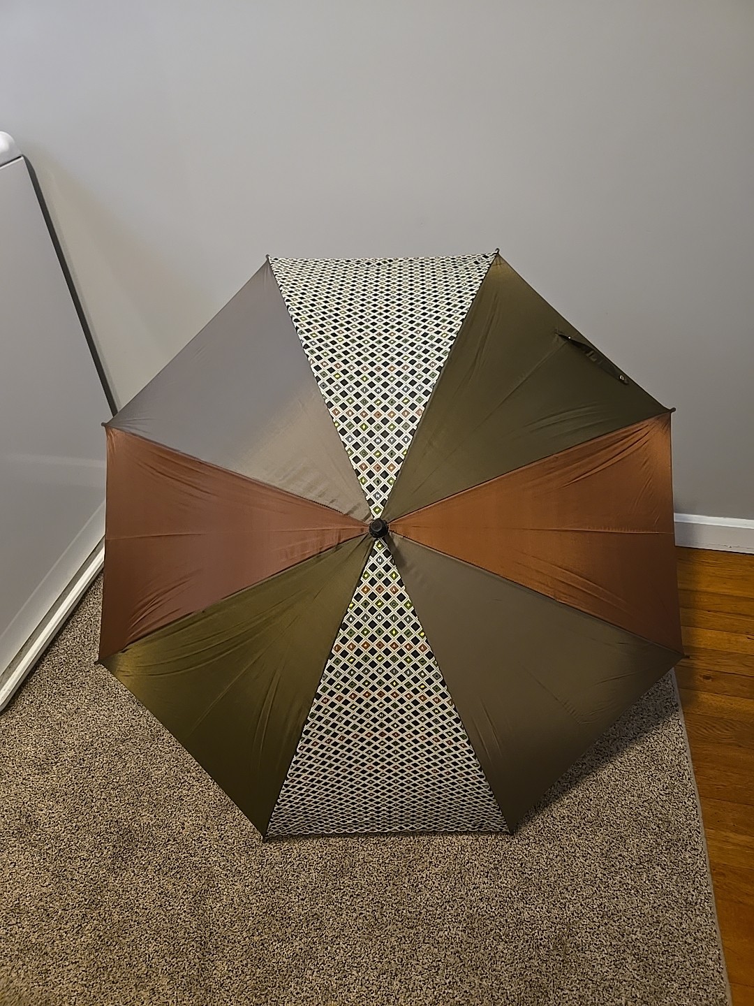 Vintage NWT Aramis Full Size Umbrella Brown Green Diamond Rare