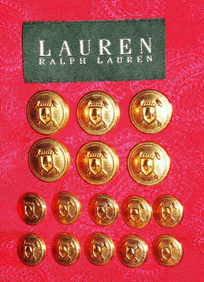 HEAVY RALPH LAUREN POLO SHEILD GOLD STYLE REPLACEMENT DB BLAZER FULL BUTTON SET