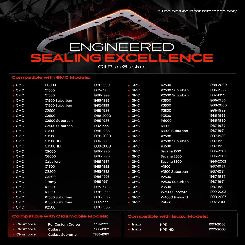Conjunto de junta de panela de óleo do motor para GMC Yukon Jimmy C1500 C2500 Pontiac Cadillac Olds - Imagem 4 de 4