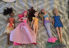 Hasbro Disney Princess Moana and Belle And 3 Barbies The Pink One Sings